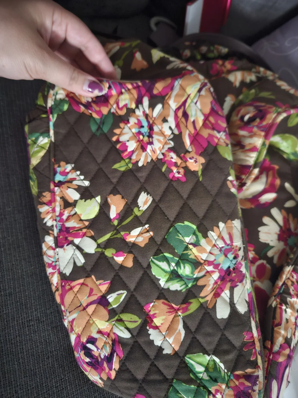 Vera Bradley Brown Floral Quilted Backpack
